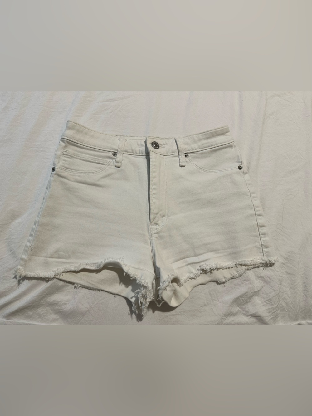 Abercrombie White Frayed Hem Women’s Denim Shorts